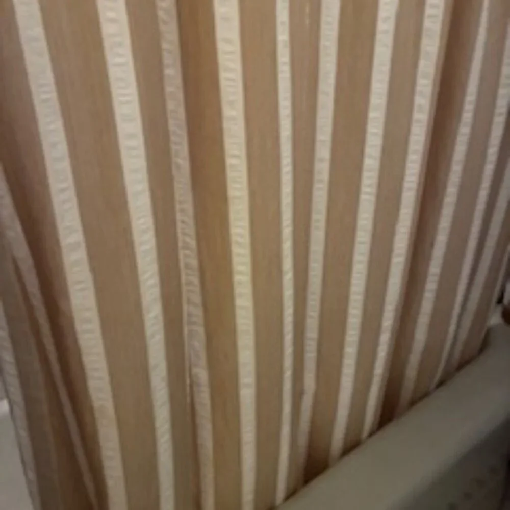 Crate & Barrel Shower Curtain in Taupe and White Stripe, 100% Cotton, 72